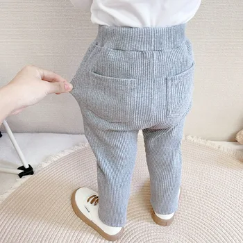 Garis-garis Vertikal Celana Katun untuk Anak-anak Legging Padat untuk Anak Perempuan Pakaian Bayi Laki-laki Fashion Kasual Celana Anak Celana Olahraga