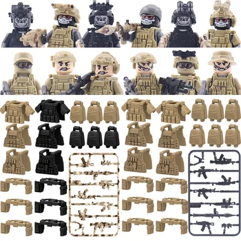 Ghost Commando Pasukan Khusus Blok Bangunan Tentara Tentara Angka Senjata Militer Rompi Batu Bata Aksesoris Mainan Anak-anak