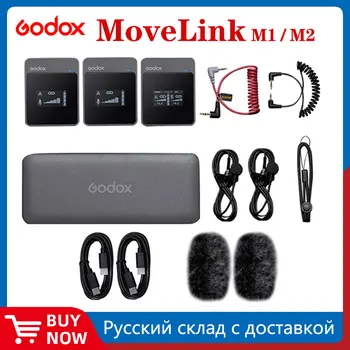 Godox MoveLink M1 M2 Mikrofon Lavalier Nirkabel 2,4 GHz untuk Ponsel Cerdas Camcorder Kamera DSLR, dan Tablet untuk YouTube