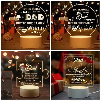 Hadiah Hari Ayah untuk Lampu Malam Ayah, Hadiah Ulang Tahun Ayah dari Anak Perempuan, Hadiah Ayah untuk Lampu Malam Berukir Akrilik untuk Ayah