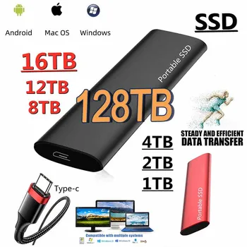 Hard Drive Eksternal SSD 1TB Portabel Tipe-C USB 3.1 Hard Disk Penyimpanan Eksternal 500GB Kecepatan Tinggi Untuk Laptop / Windows / mac