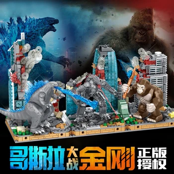 Ide Ahli Kreatif Batu Bata Monster Mecha MOC Godzillaed Model Pertempuran Yang Menentukan Blok Bangunan Batu Bata Aksi Figrues Mainan Hadiah