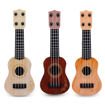 J2FF Brown Bermain Gitar Anak-anak Alat Musik Mainan Hadiah untuk Usia 3 + Warna Kayu