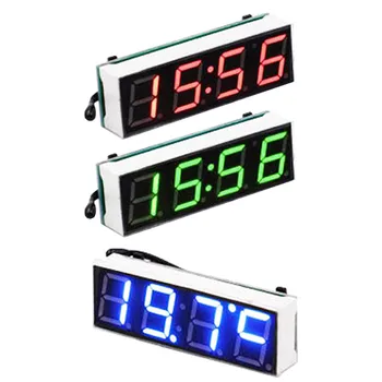 Jam Tangan Mobil Mini Jam Digital Termometer Pengukur Tegangan Volt 3 IN 1 Tampilan LED Pengukur Waktu Digital Aksesori Elektronik Interior