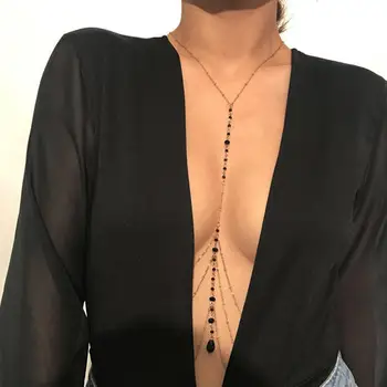 Kalung Rantai Gaya Sederhana Rantai Tubuh Perut Mode Perhiasan Rantai Tubuh Payet Tembaga Seksi untuk Pesta Pantai Wanita