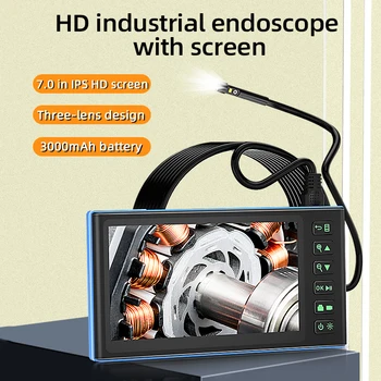 Kamera Endoskopi Industri Layar IPS 7 Inci Lensa 2 Megapiksel Borescope Inspeksi Mobil HD1080P LED Tahan Air IP68 3000mAh
