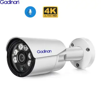 Kamera IP Audio 4K 8MP H. 265+ 5MP 4MP CCTV Peluru Jalan Luar Ruangan untuk Sistem Keamanan NVR POE Kamera Logam IR POE