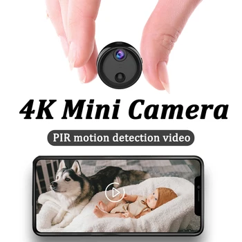 Kamera Mini 4K Kamera Pengasuh Nirkabel WiFi Kecil Kamera Keamanan Rumah Kamera Pengintai Rahasia Kantor Kecil dengan Deteksi Manusia AI