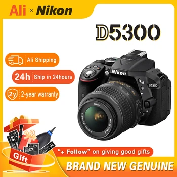 Kamera Nikon DSLR D5300 (Baru) dilengkapi lensa 18-55mm, kamera SLR digital CMOS 24MP (hitam)