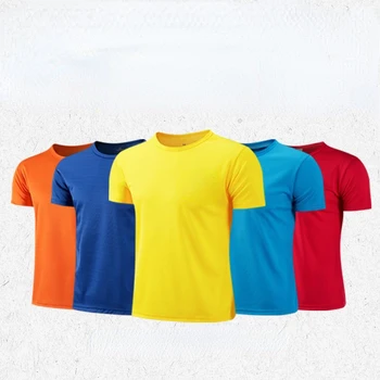Kaos Olahraga Cepat Kering Olahraga Kaus Olahraga Logo Disesuaikan Latihan Latihan Leher Bulat Musim Panas