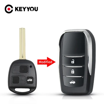 KEYYOU TOY48 2 / 3BTN Casing Cangkang Kunci Mobil Remote Lipat yang Dimodifikasi untuk LEXUS IS200 RX300 ES300 LS400 GX460 Es Rx Is Lx Gs untuk Toyota