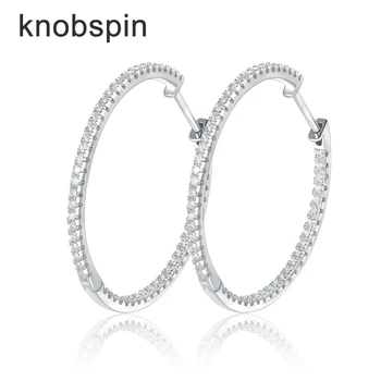 Knobspin Moissanite Lingkaran Anting-Anting untuk Wanita 925 Sterling Sliver 1.2 Mm D Vvs1 Lab Tumbuh Berlian Telinga Studs Fine Perhiasan Hadiah