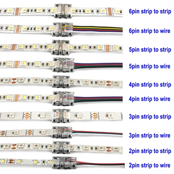 Konektor LED Tanpa Solder 2/3/4/5/6pin Konektor Strip LED RGB 5V 12V Untuk Sambungan Terminal Kawat Lampu Strip LED WS2812B SMD 5050