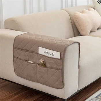 Kualitas Tinggi Portabel 50*90 Cm Tas Penyimpanan Non-Slip Kursi Sofa Cover dengan Saku Warna Solid Sandaran Tangan Handuk untuk Ruang Tamu