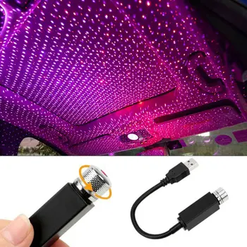 Lampu LED Mini Mobil Proyektor Galaksi Atmosfer Romantis Lampu Malam 5V USB Lampu Hias Atap Dapat Disesuaikan Aksesori Otomatis