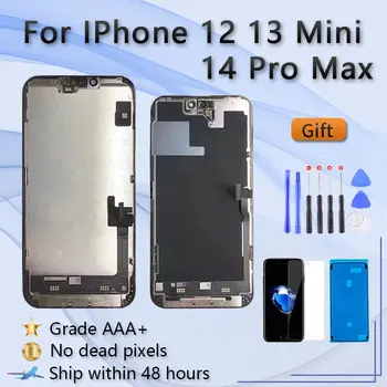 Layar LCD A+++ Untuk iPhone 12 13 14 Pro Max Untuk Layar Mini iPhone 12 13 14 Penggantian Tampilan Layar LCD Nada Ture
