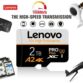 Lenovo 2TB Kartu SD Micro TF kapasitas Tinggi 1TB Kartu Memori Flash SD 512GB 256GB Kamera Tahan Guncangan 128GBARTã
