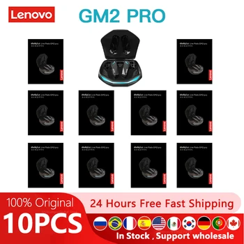 Lenovo GM2 Pro Asli 5.3 10 Buah Earphone Earbud Nirkabel Bluetooth Headphone Latensi Rendah Mode Ganda Earphone Gaming Panggilan HD