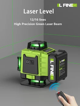 Level Laser LFINE 3D / 4D 12/16 Garis Horizontal Dan Vertikal Dengan Remote Control 8 Garis 360°