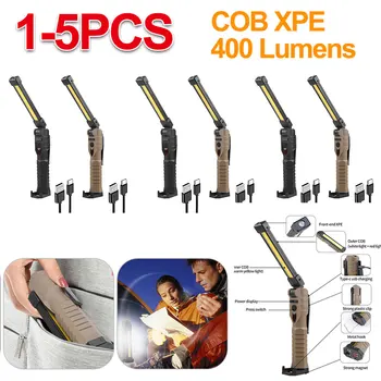Lipat COB XPE Lampu Kerja LED Senter Genggam 7 Lampu Inspeksi Gigi Darurat Magnet Isi Ulang untuk Perbaikan Mobil Luar Ruangan