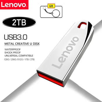 Memori Flash Drive Logam USB Lenovo 2TB 1TB 512GB 256GB 128GB 64GB Portabel Tahan Air Stik USB Kecepatan Tinggi OTG pen drive