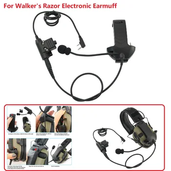 Mikrofon & PTT untuk Headphone Peredam Bising Pisau Cukur Walker Headset Taktis Airsoft Penutup Telinga Menembak Elektronik