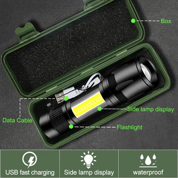 Mini LED Senter Portable USB Rechargeable Torch Lantern LED Adjustable Senter Tahan Air T6 Lampu Kerja Berkemah Lampu