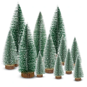 Mini Pohon Natal Salju Buatan Pohon Pinus Kerajinan Natal Perlengkapan Dekoratif Desktop Hiasan Natal Dekorasi Rumah