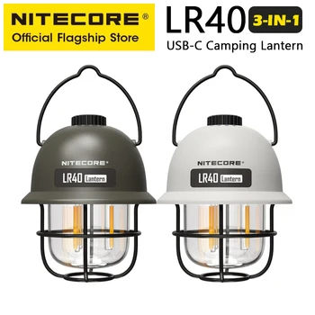 NITECORE 2-in-1 LR40 Lampu Berkemah Bank Daya 100 Lumen 3 Sumber Cahaya Portabel LED USB-C Lentera Tenda Berkemah Isi Ulang