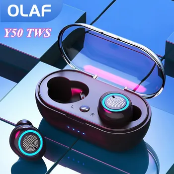 OLAF Y50 TWS Headphone Nirkabel Earphone Bluetooth dengan Mikrofon Earbud Tahan Air IPX7 Headset Stereo HI FI Kontrol Sentuh Telinga