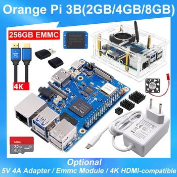 Orange Pi 3B RAM 8 GB 4 GB 2 GB Rockchip RK3566 WiFi5+BT 5.0 Gigabit LAN Modul EMMC Catu Daya Opsional untuk Papan Tunggal OPI 3B