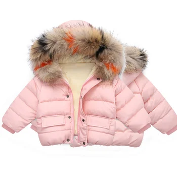 Pakaian Luar Hangat Bayi Perempuan Laki-laki Musim Dingin 2023 Jaket Bulu Anak-anak Baru Mantel Kerah Bulu Besar Pakaian Anak-anak Jaket Anak Perempuan Tebal Padat