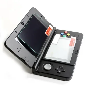 Pelindung Layar LCD Kaca Tempered Atas+Pelindung Film Pelindung Penutup Penuh Bening Hewan Peliharaan Bawah untuk Konsol 3DS Baru Nintendo Kecil