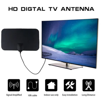 Penjualan Panas Penguat Sinyal HD Dalam Ruangan 4K Antena TV Digital HDTV Jangkauan 50 Mil 25DB untuk Penerima Sinyal TV Antena HDTV VHF UHF