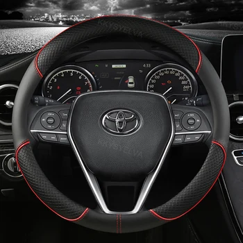 Penutup Roda Kemudi Mobil Kulit Mikrofiber untuk Aksesori Mobil Toyota Corolla Avensis Yaris Rav4 Hilux Auris 2013 2014 2015