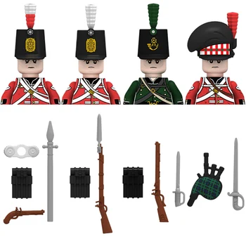 Perang Napoleon Seri Blok Bangunan Tentara Militer Angka Senapan Fusilier Inggris Senjata Bagpiper Batu Bata Mainan Anak-anak Hadiah