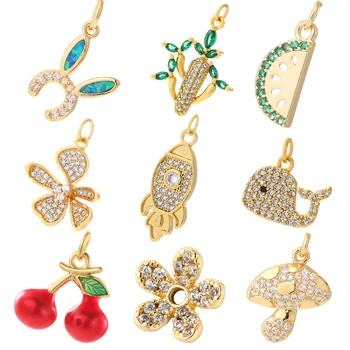 Piala Roket Bunga Pesona Lucu untuk Perlengkapan Perhiasan Aksesori Diy Warna Emas Hadiah Kalung Gantungan Kunci Gelang Anting-anting