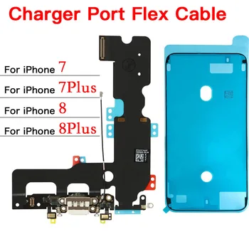Port Pengisian Daya untuk iPhone 7 7 Plus 8 Plus Kabel Fleksibel Dok USB Dengan Mikrofon dan Pengganti Antena Sinyal Lem Tahan Air
