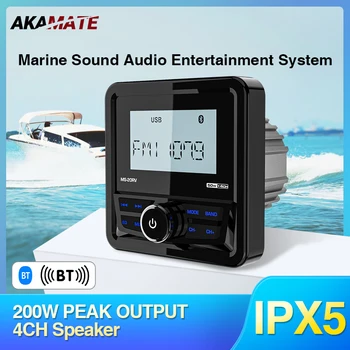 Radio Laut FM AM Pemutar Media MP3 Stereo Perahu Penerima AUX USB Bluetooth Tahan Air untuk UTV ATV SPA RZR