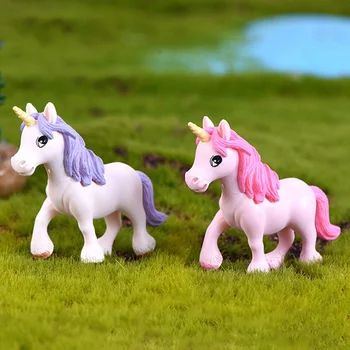 Rainbow Unicorn Angka Indah Patung Peri Hewan Miniatur Pesta DIY Dekorasi dengan Sayap Anak-anak Dewasa Putri Boneka