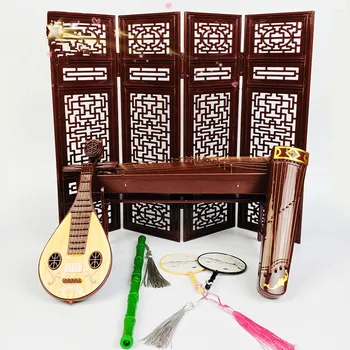 Retro BJD Boneka Aksesoris Gaya Cina Dekorasi Alat Peraga Layar Group Fan Flute Guzheng Alat Musik Anak-anak Mainan Hadiah