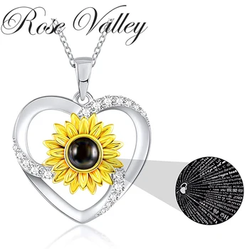 Rose Valley Bunga Matahari Liontin Kalung untuk Wanita Jantung Fashion Perhiasan Seratus Bahasa Aku Cinta Kamu Gadis Hadiah YN042