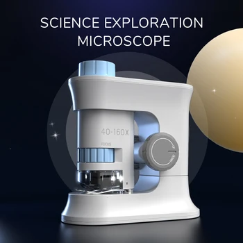 S & F Kit Mainan Mikroskop Saku Percobaan Sains Anak 40-160x Genggam Mini Pendidikan dengan Hadiah Mainan Anak Ringan