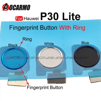 Sensor Sidik Jari Tombol Home dengan Bingkai Cincin Flex Kabel untuk Huawei P30 Lite Penggantian Bagian