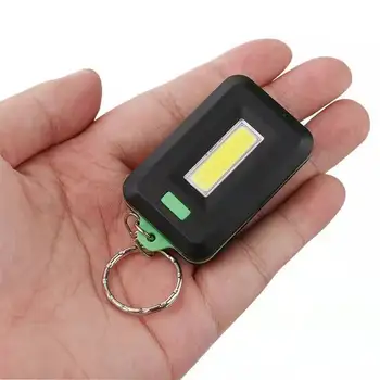 Senter LED Mini Gantungan Kunci Cob Portabel Lampu LED Lampu Perawatan Mobil Luar Ruangan dengan Carabiner untuk Berkemah Mendaki Memancing
