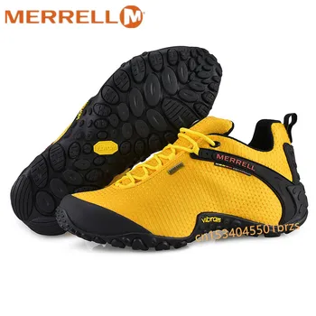 Sepatu Olahraga Luar Ruangan Berkemah Jaring Bersirkulasi Pria Wanita Merrell Asli untuk Pria Sneakers Panjat Tebing Pendaki Gunung Tahan Air 36-46