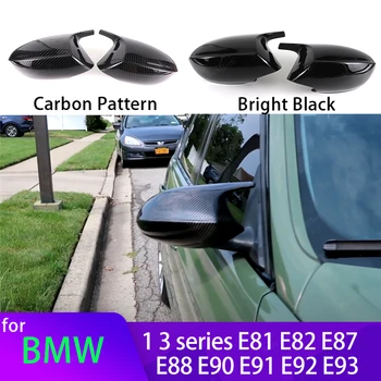 Serat Karbon Pola Hitam Sisi Cermin Penutup Topi Pengganti untuk BMW E90 E91 2005-2011 E92 E93 2006-2013 E81 E82 E88 E87 E88