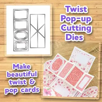 Set Cetakan Pemotong Kartu Pop Up Cetakan Pemotong Logam Putar & Pop untuk Templat Pembuatan Kartu Hadiah Scrapbooking DIY