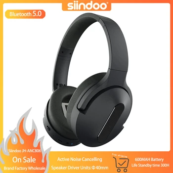 Siindoo ANC806 Headphone Over Ear Nirkabel Kontrol Kebisingan Aktif Headset Bluetooth HI FI Super Bass dengan Mikrofon Baterai 600MAH 40mm