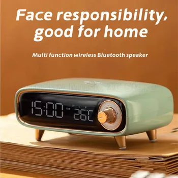 Speaker Bluetooth multifungsi Pengisian Cepat nirkabel 15W Pengisian samping Tempat Tidur enam-dalam-satu lampu malam jam alarm Suhu dis